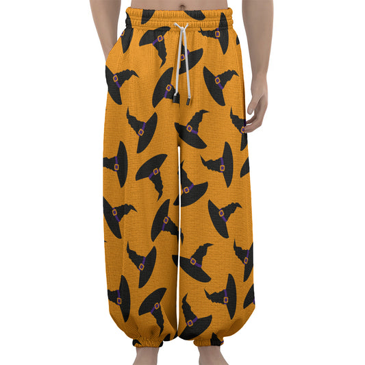 Halloween Witch Hat Pattern Print Lantern Pants