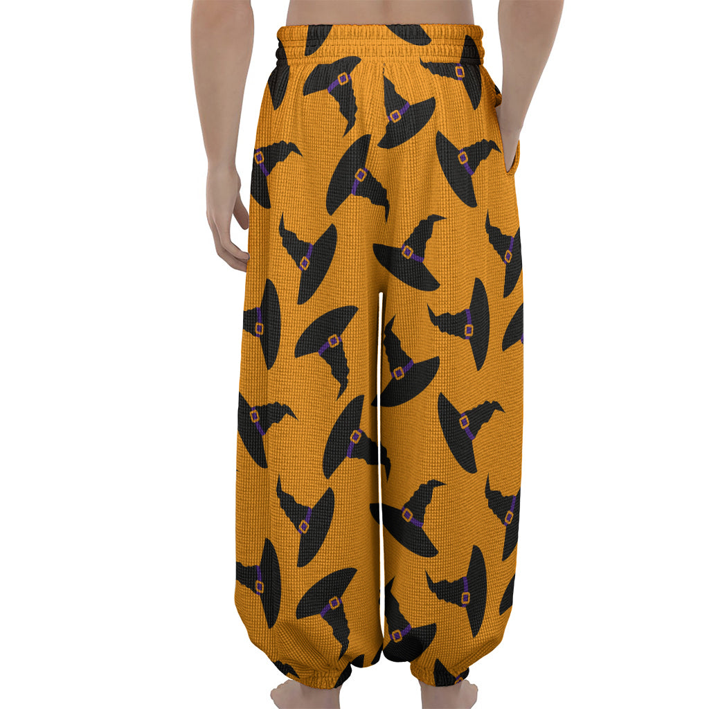 Halloween Witch Hat Pattern Print Lantern Pants