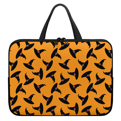 Halloween Witch Hat Pattern Print Laptop Sleeve With Handle