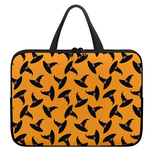 Halloween Witch Hat Pattern Print Laptop Sleeve With Handle