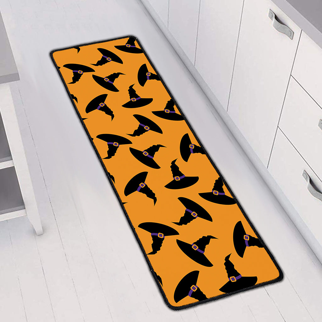 Halloween Witch Hat Pattern Print Long Kitchen Mat