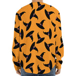 Halloween Witch Hat Pattern Print Long Sleeve Baseball Jersey