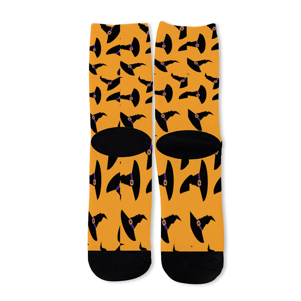 Halloween Witch Hat Pattern Print Long Socks