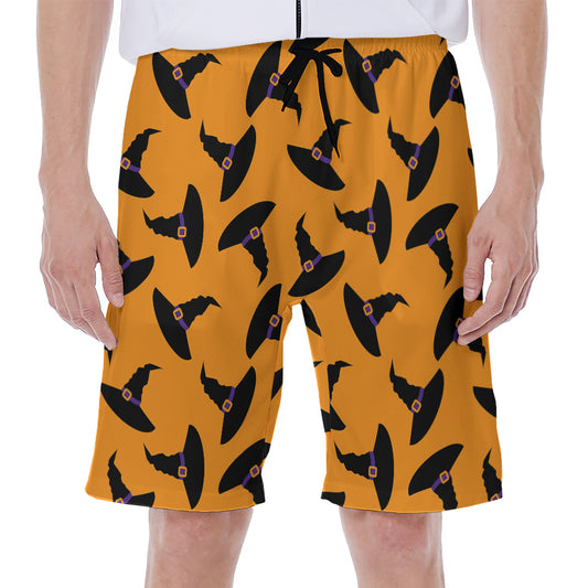 Halloween Witch Hat Pattern Print Men's Beach Shorts