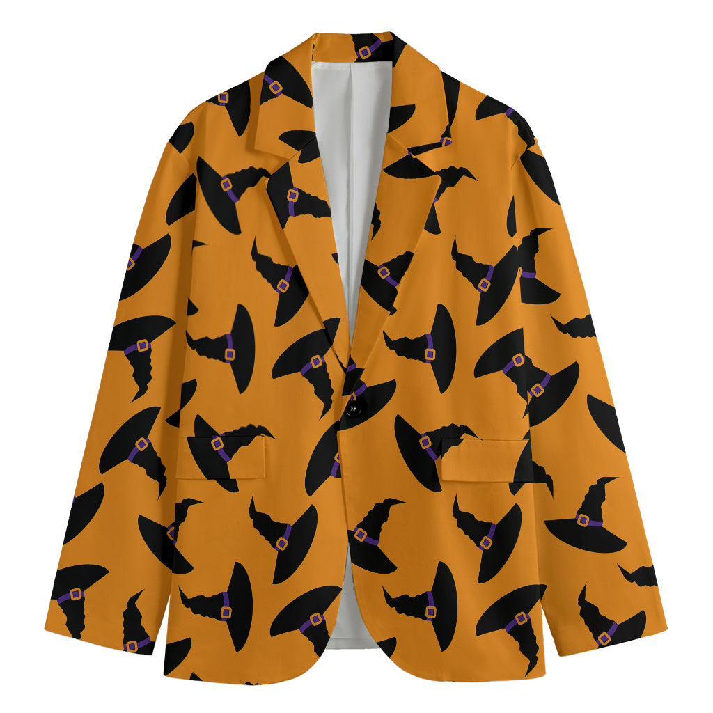 Halloween Witch Hat Pattern Print Men's Blazer