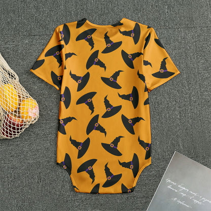 Halloween Witch Hat Pattern Print Men's Bodysuit