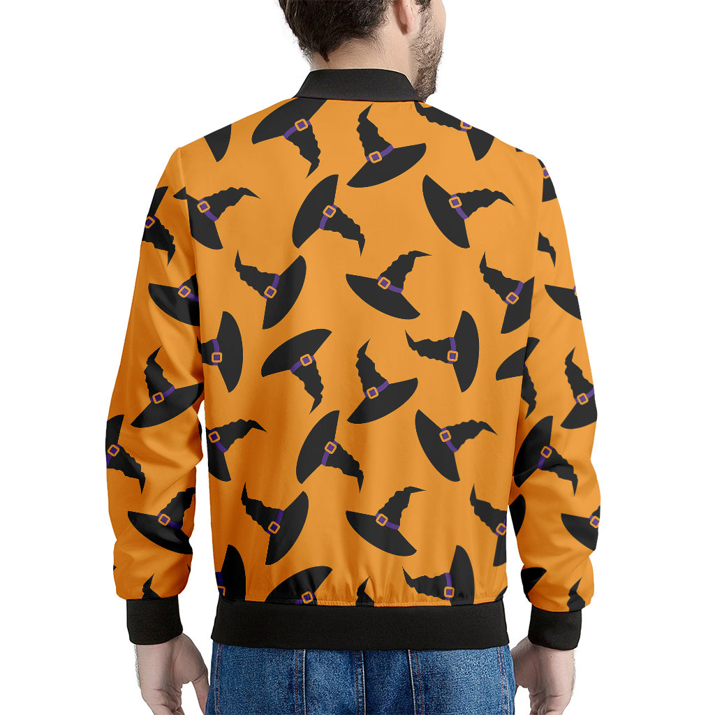 Halloween Witch Hat Pattern Print Men's Bomber Jacket