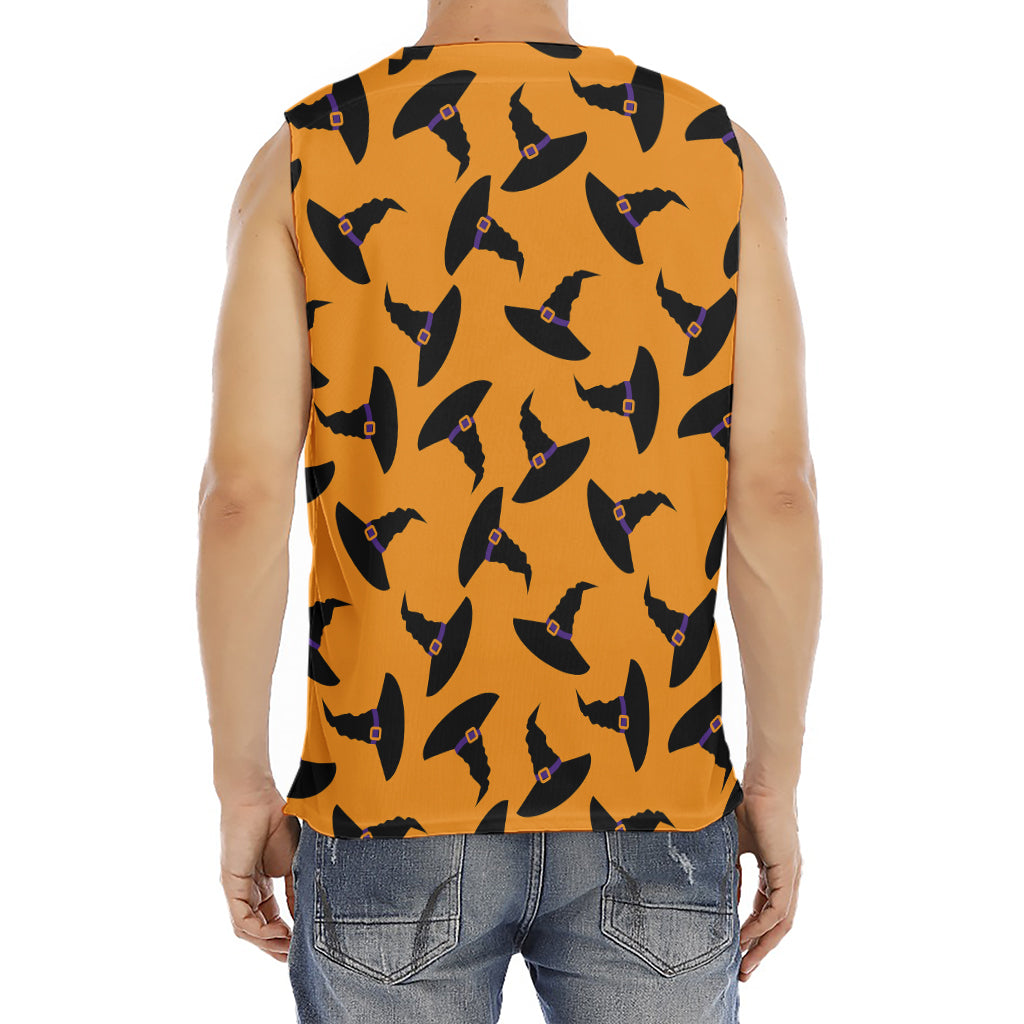 Halloween Witch Hat Pattern Print Men's Fitness Tank Top