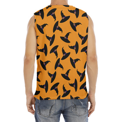 Halloween Witch Hat Pattern Print Men's Fitness Tank Top