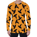 Halloween Witch Hat Pattern Print Men's Long Sleeve T-Shirt