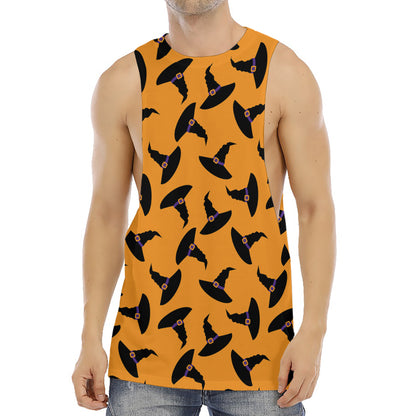 Halloween Witch Hat Pattern Print Men's Muscle Tank Top