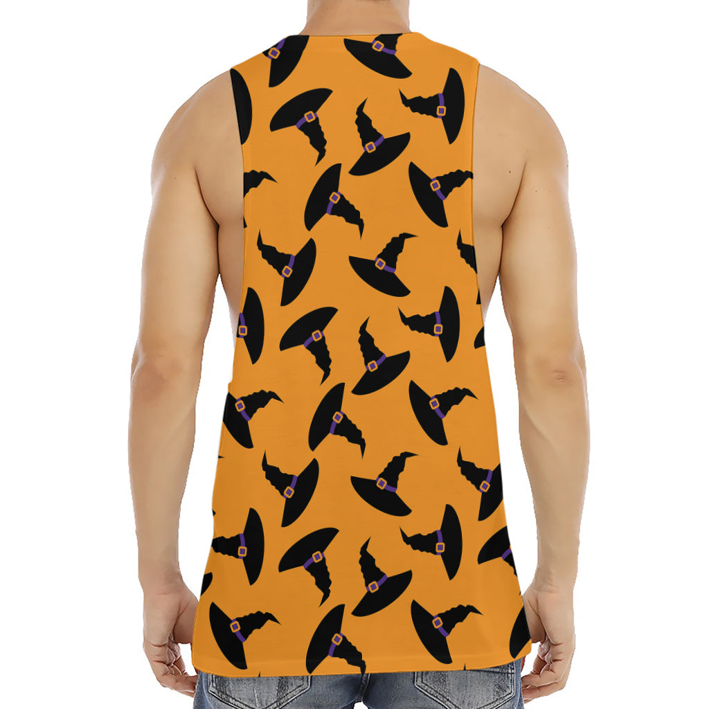 Halloween Witch Hat Pattern Print Men's Muscle Tank Top
