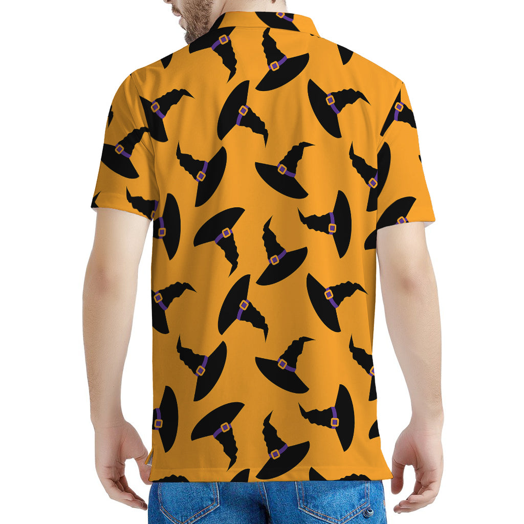 Halloween Witch Hat Pattern Print Men's Polo Shirt