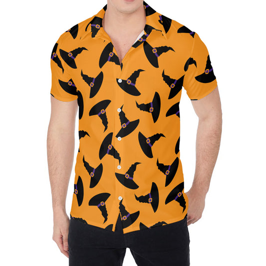 Halloween Witch Hat Pattern Print Men's Shirt