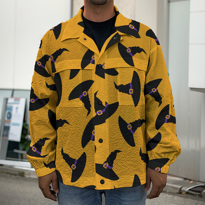 Halloween Witch Hat Pattern Print Men's Shirt Jacket