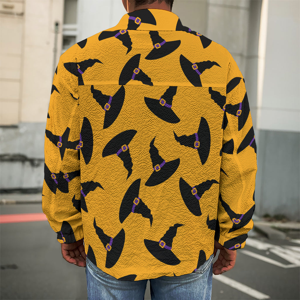 Halloween Witch Hat Pattern Print Men's Shirt Jacket