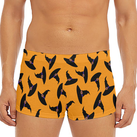 Halloween Witch Hat Pattern Print Men's Short Boxer Briefs