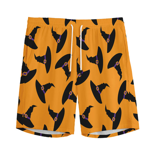 Halloween Witch Hat Pattern Print Men's Sports Shorts