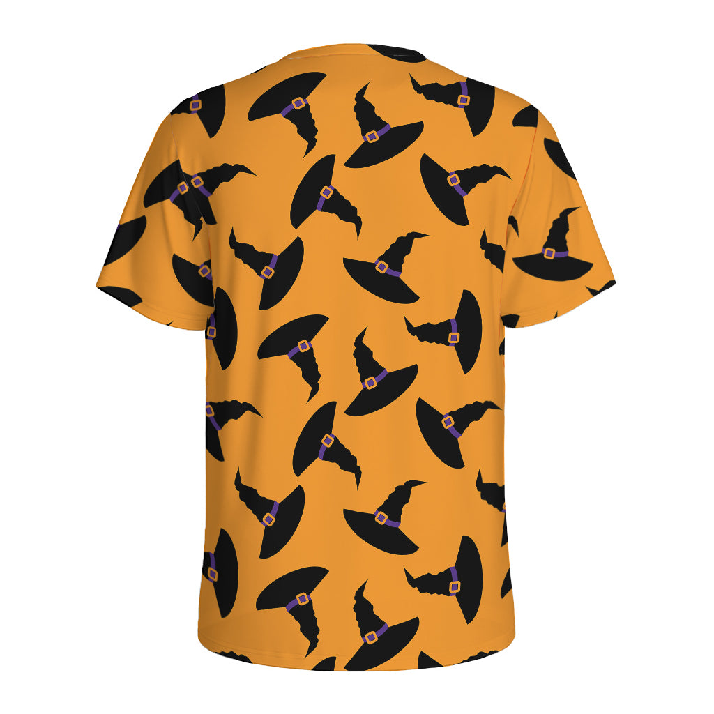 Halloween Witch Hat Pattern Print Men's Sports T-Shirt