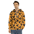 Halloween Witch Hat Pattern Print Men's Velvet Pullover Hoodie