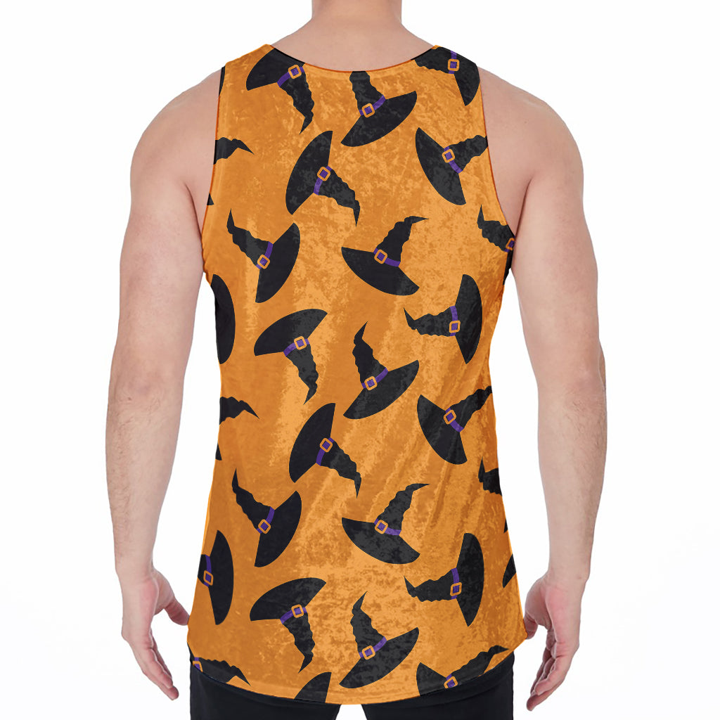 Halloween Witch Hat Pattern Print Men's Velvet Tank Top