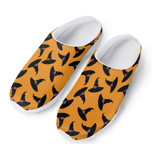 Halloween Witch Hat Pattern Print Mesh Casual Shoes