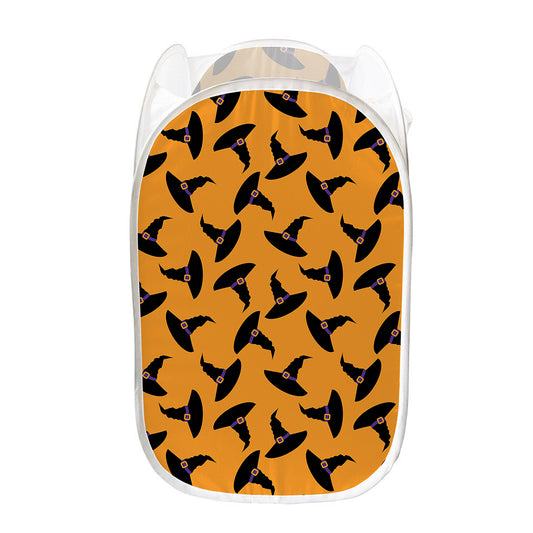 Halloween Witch Hat Pattern Print Mesh Laundry Hamper