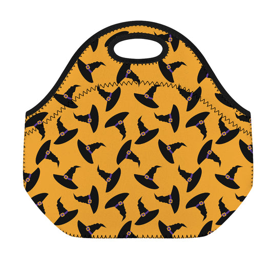 Halloween Witch Hat Pattern Print Neoprene Lunch Bag