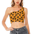 Halloween Witch Hat Pattern Print One Shoulder Crop Top