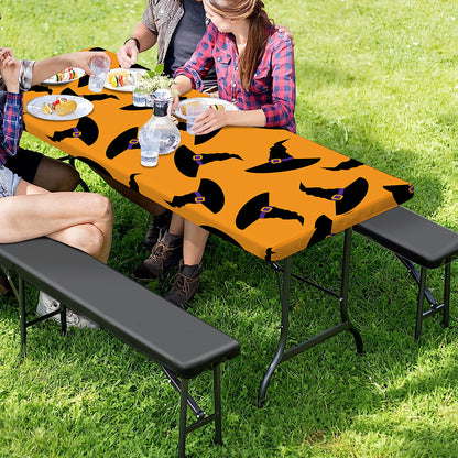 Halloween Witch Hat Pattern Print Picnic Table Cover