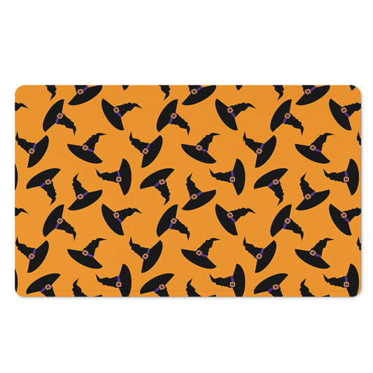 Halloween Witch Hat Pattern Print Polyester Doormat