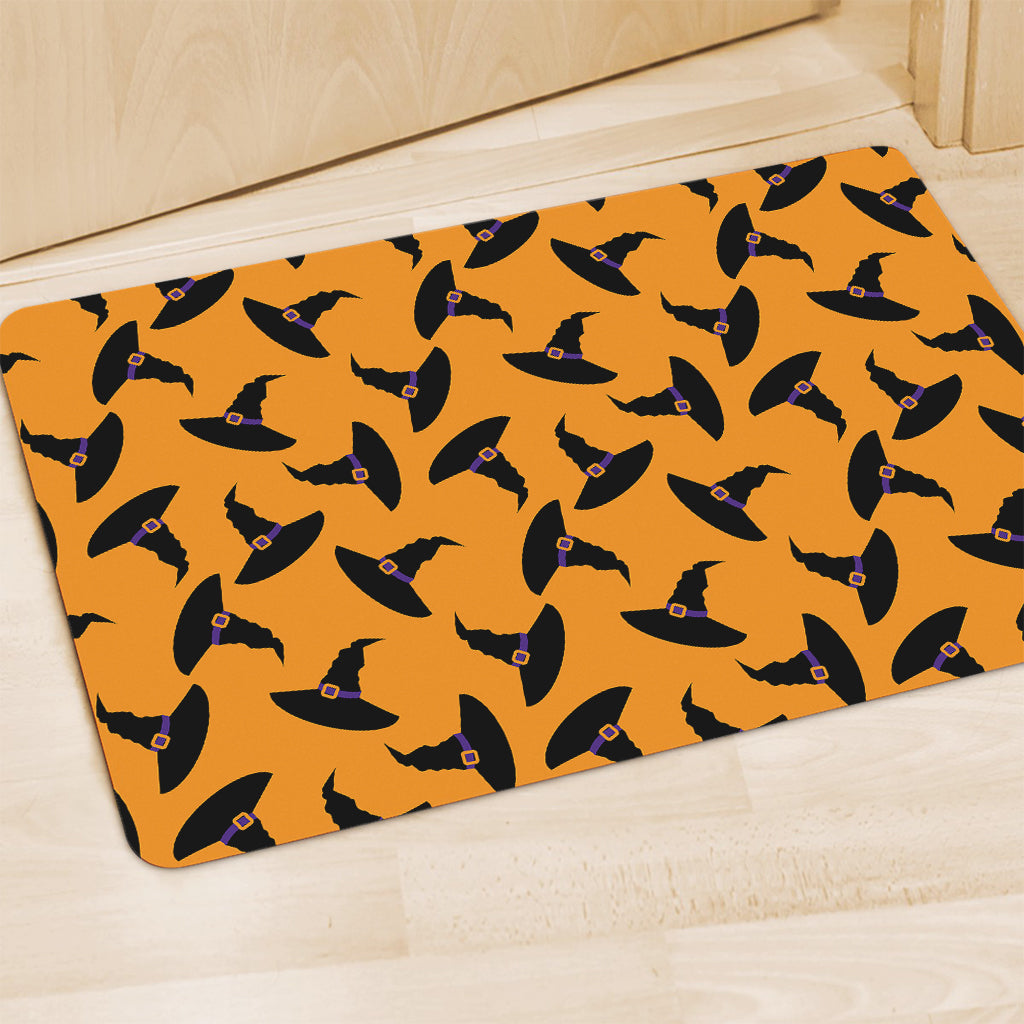 Halloween Witch Hat Pattern Print Polyester Doormat