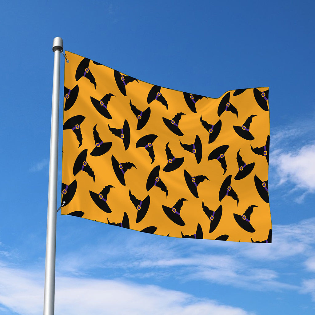 Halloween Witch Hat Pattern Print Polyester Flag