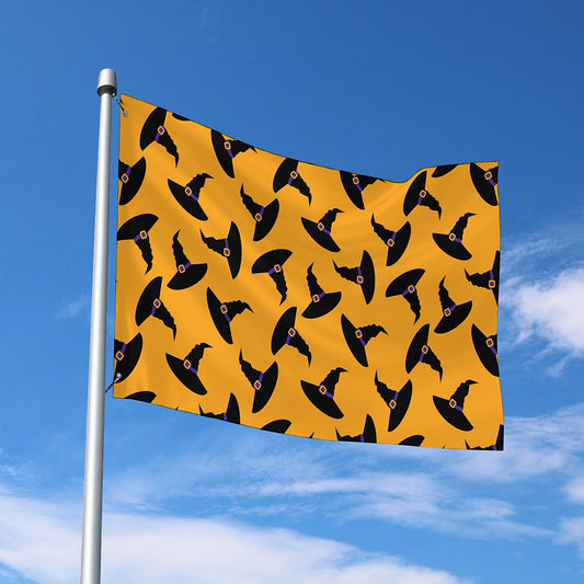 Halloween Witch Hat Pattern Print Polyester Flag