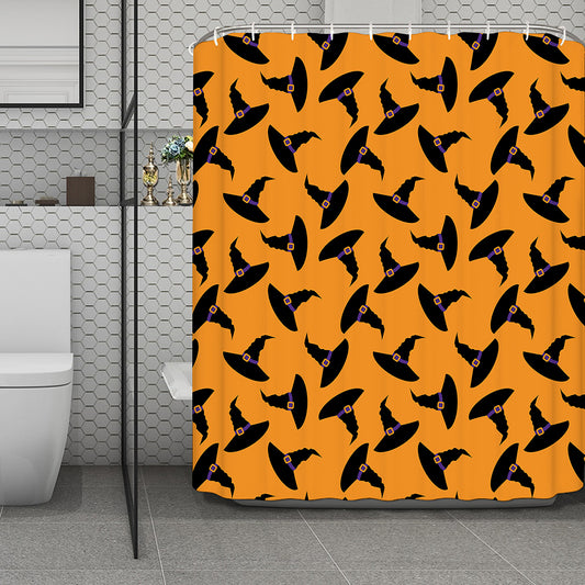 Halloween Witch Hat Pattern Print Polyester Shower Curtain