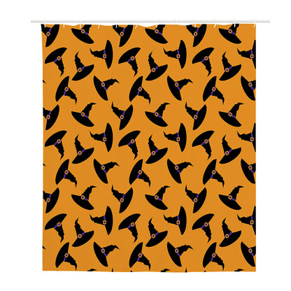 Halloween Witch Hat Pattern Print Polyester Shower Curtain