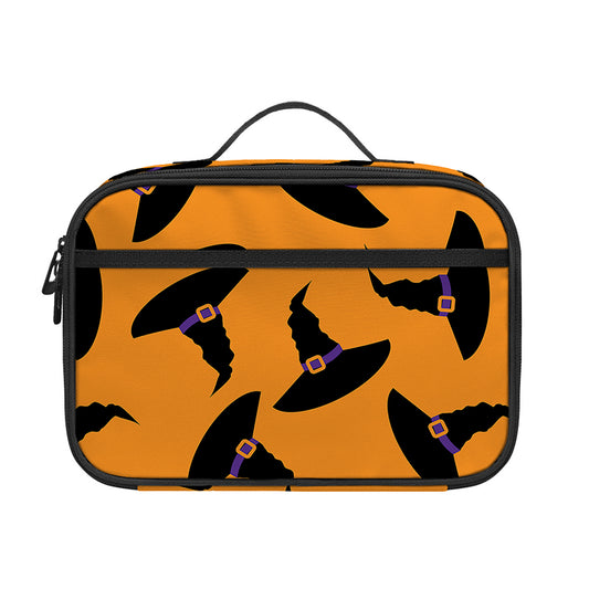 Halloween Witch Hat Pattern Print Portable Lunch Bag