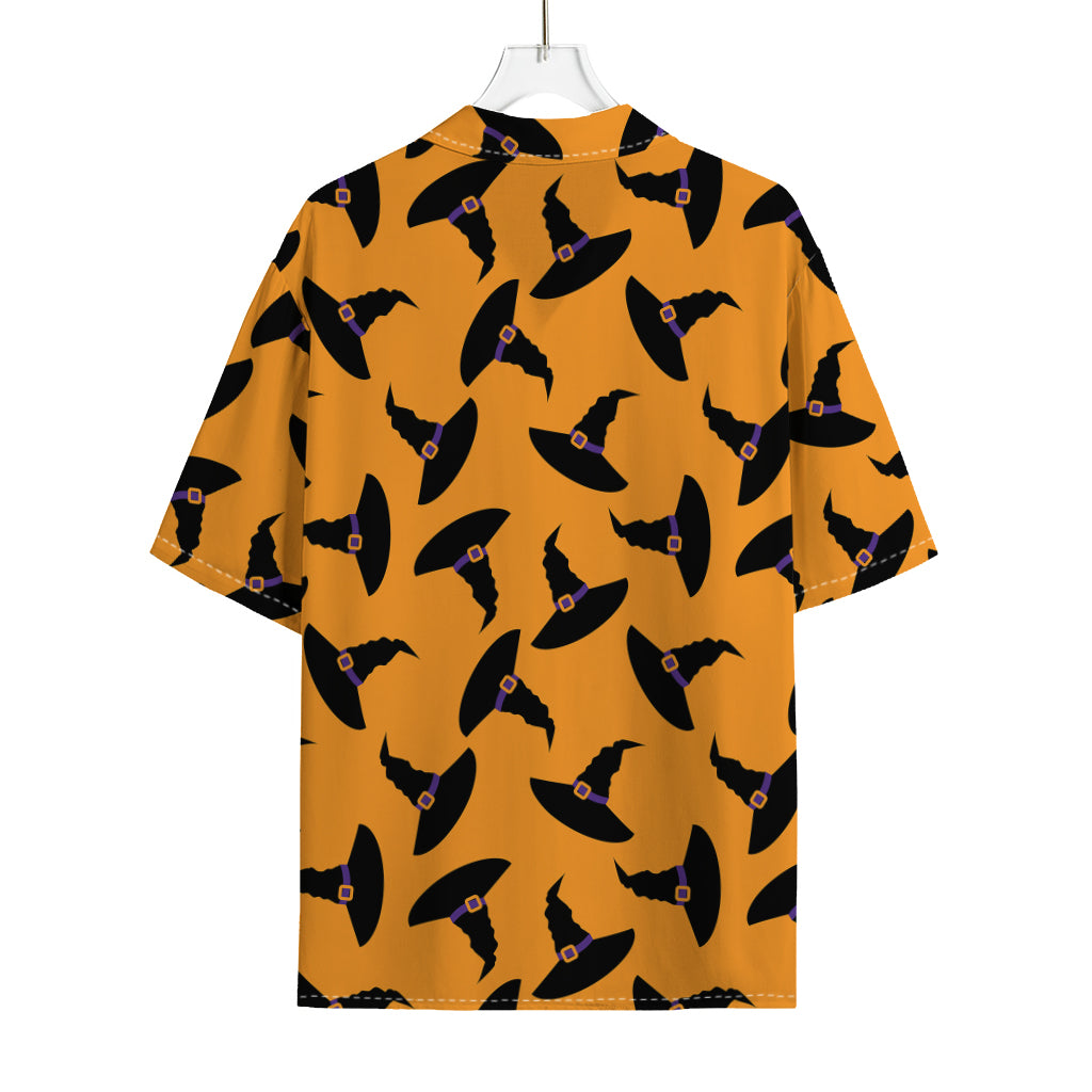 Halloween Witch Hat Pattern Print Rayon Hawaiian Shirt