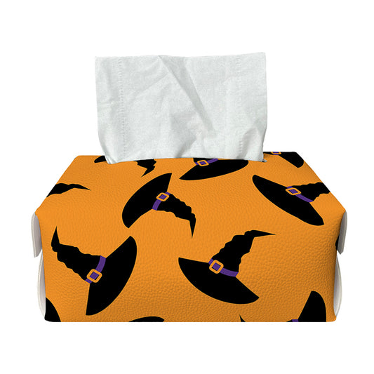 Halloween Witch Hat Pattern Print Rectangle Tissue Box Cover