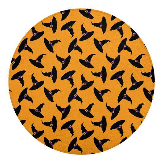 Halloween Witch Hat Pattern Print Round Blanket