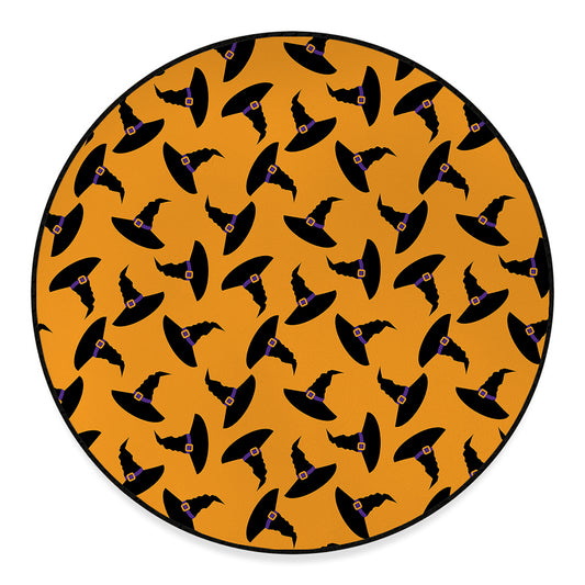 Halloween Witch Hat Pattern Print Round Floor Mat