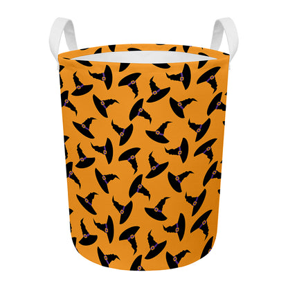 Halloween Witch Hat Pattern Print Round Laundry Basket