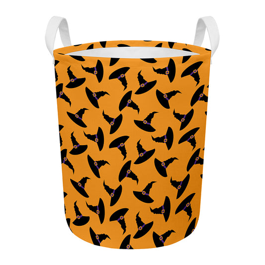 Halloween Witch Hat Pattern Print Round Laundry Basket