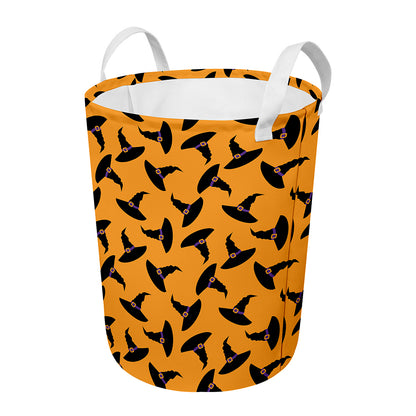Halloween Witch Hat Pattern Print Round Laundry Basket