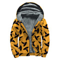 Halloween Witch Hat Pattern Print Sherpa Lined Zip Up Hoodie