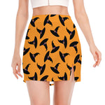 Halloween Witch Hat Pattern Print Side Slit Mini Skirt