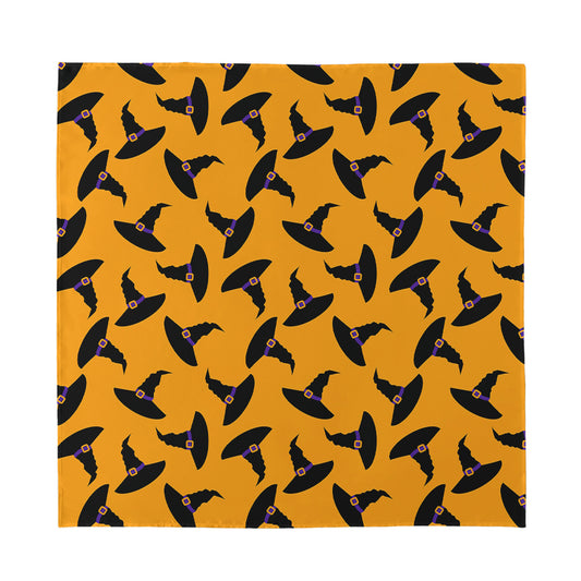 Halloween Witch Hat Pattern Print Silk Bandana