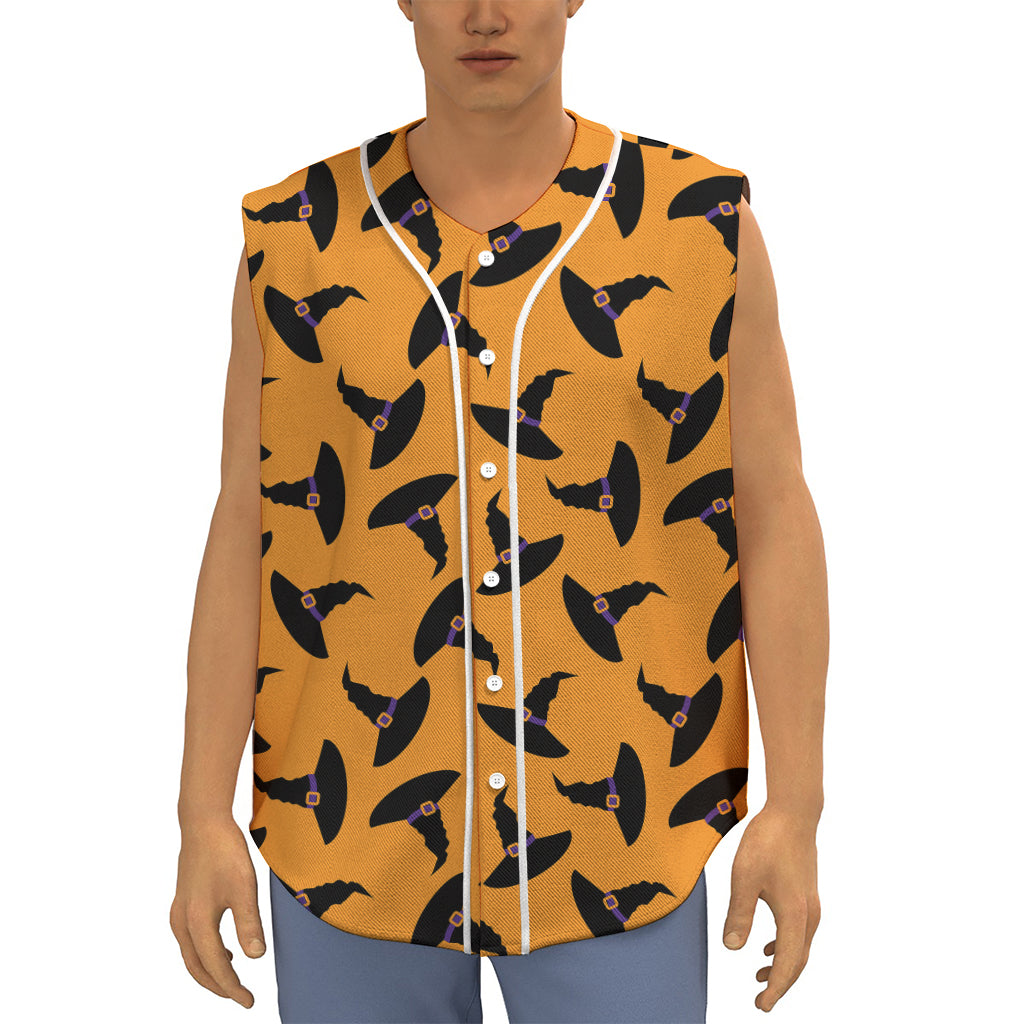 Halloween Witch Hat Pattern Print Sleeveless Baseball Jersey