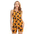 Halloween Witch Hat Pattern Print Sleeveless One Piece Swimsuit