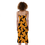 Halloween Witch Hat Pattern Print Slim Fit Midi Cami Dress